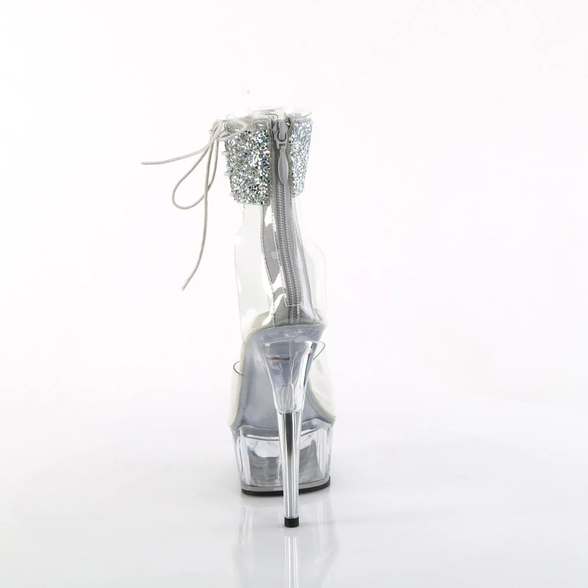 6 Inch Heel DELIGHT-624RS-02 Clear Silver Rhinestone