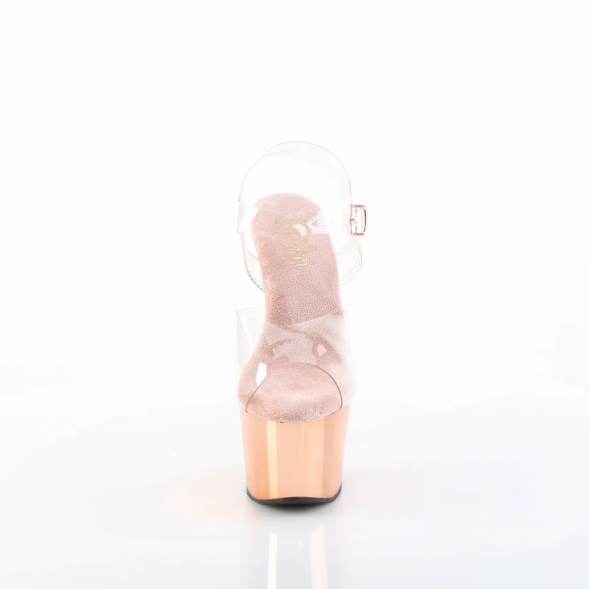 7 Inch Heel ADORE-708 Clear Rose Gold Chrome