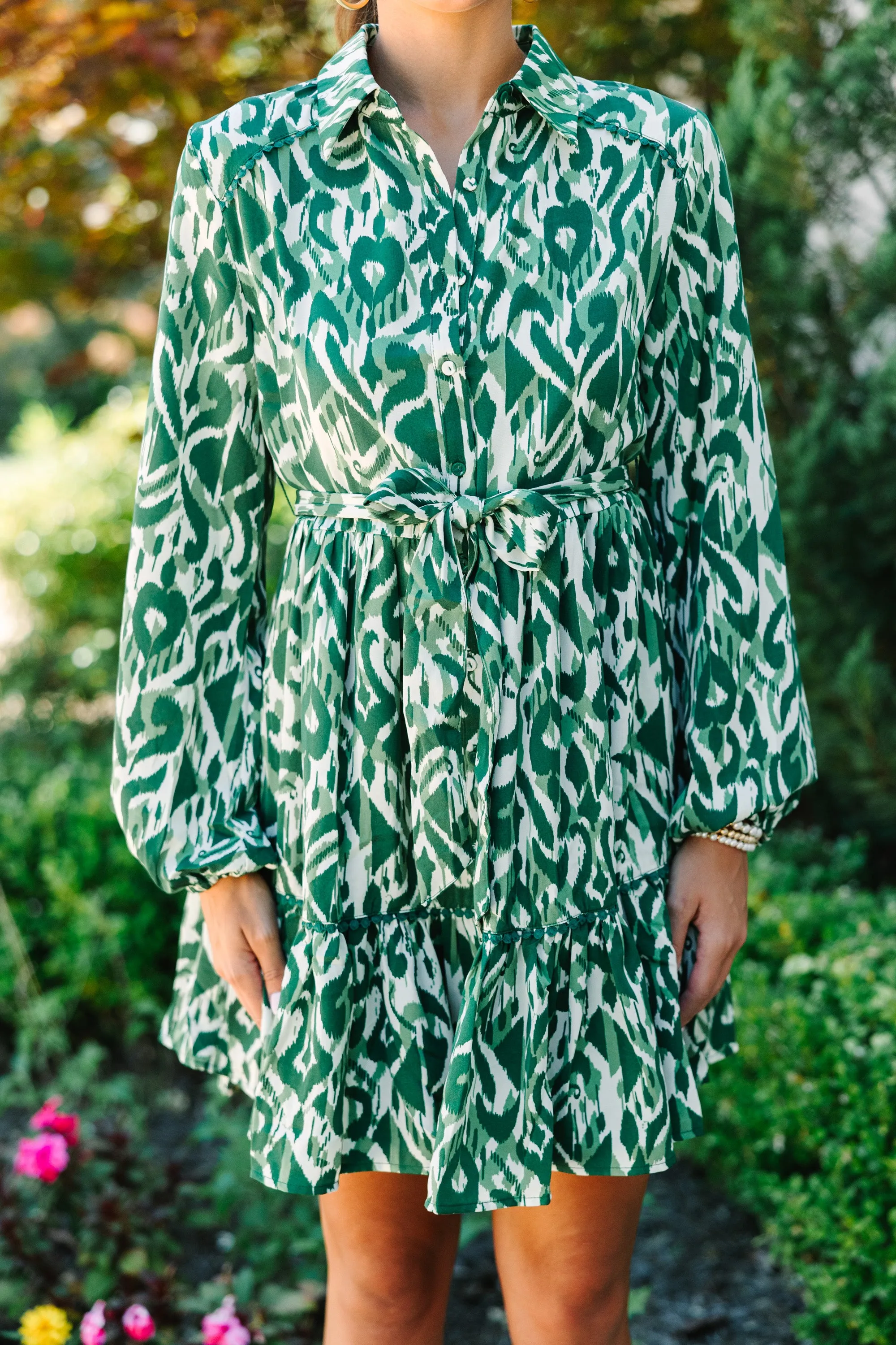 All In Love Green Abstract Dress