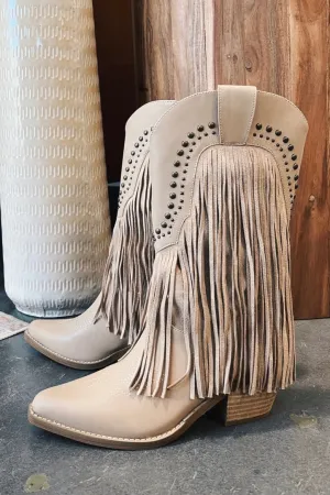 Amber Studded Fringe Boots