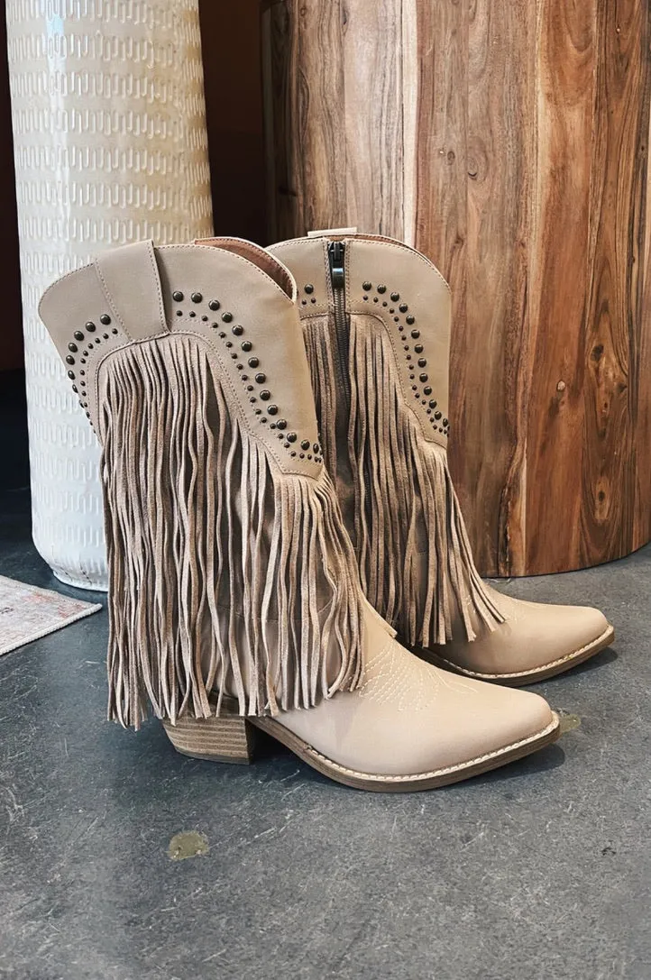 Amber Studded Fringe Boots