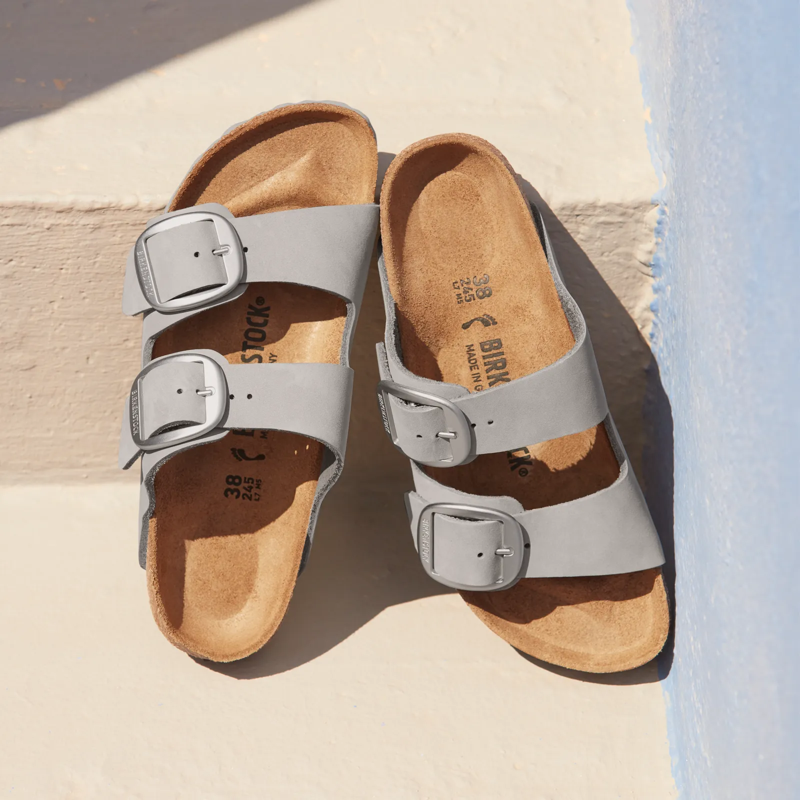 Birkenstock Arizona Big Buckle Slide Sandal (Women) - Dove Gray Nubuck