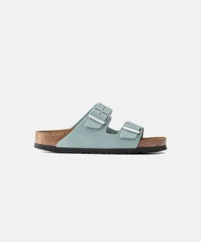 Birkenstock Arizona Nubuck Leather Faded Aqua Soft Footbed Sandals