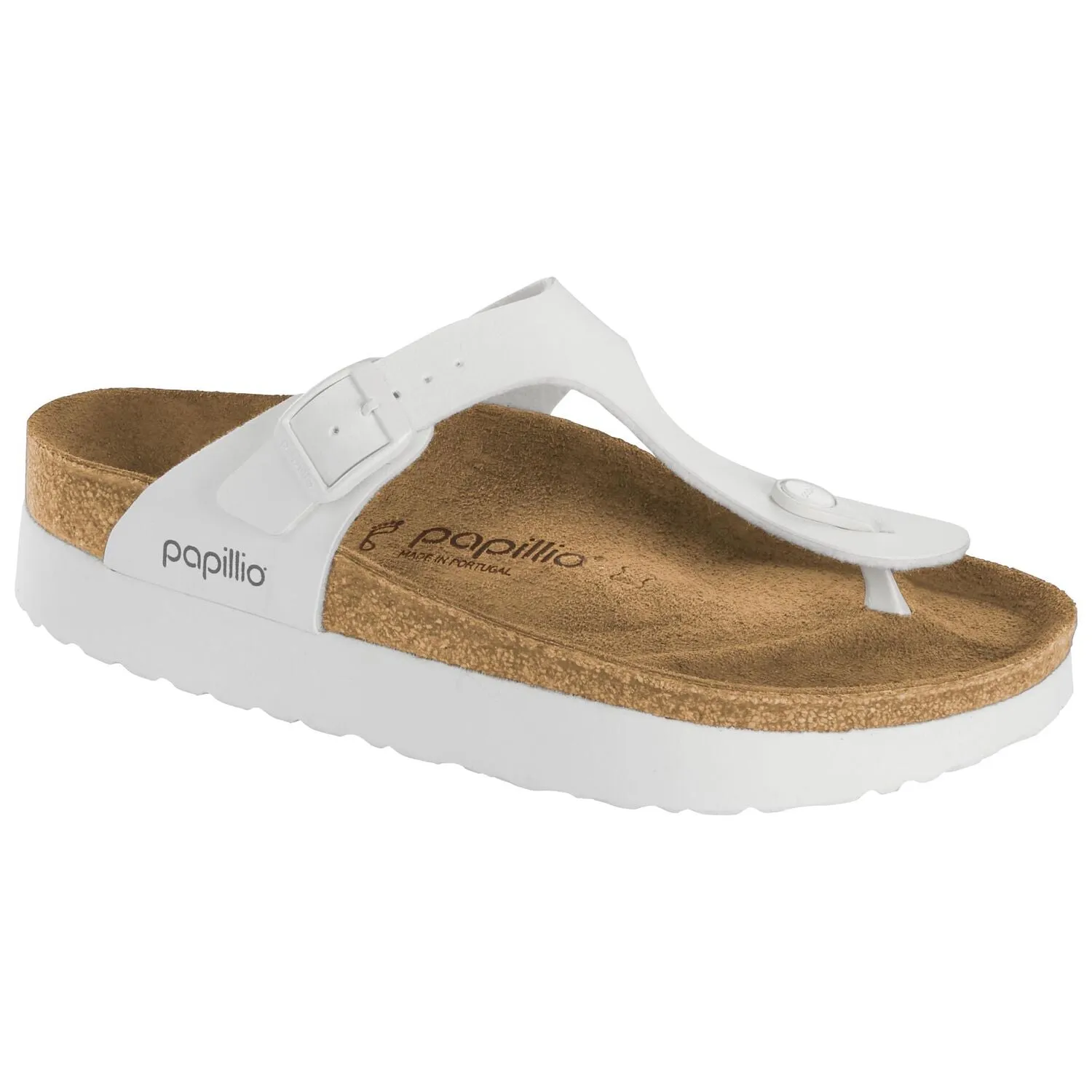 Birkenstock Women's Gizeh Platform Vegan Birko-Flor (White - Wide Fit)