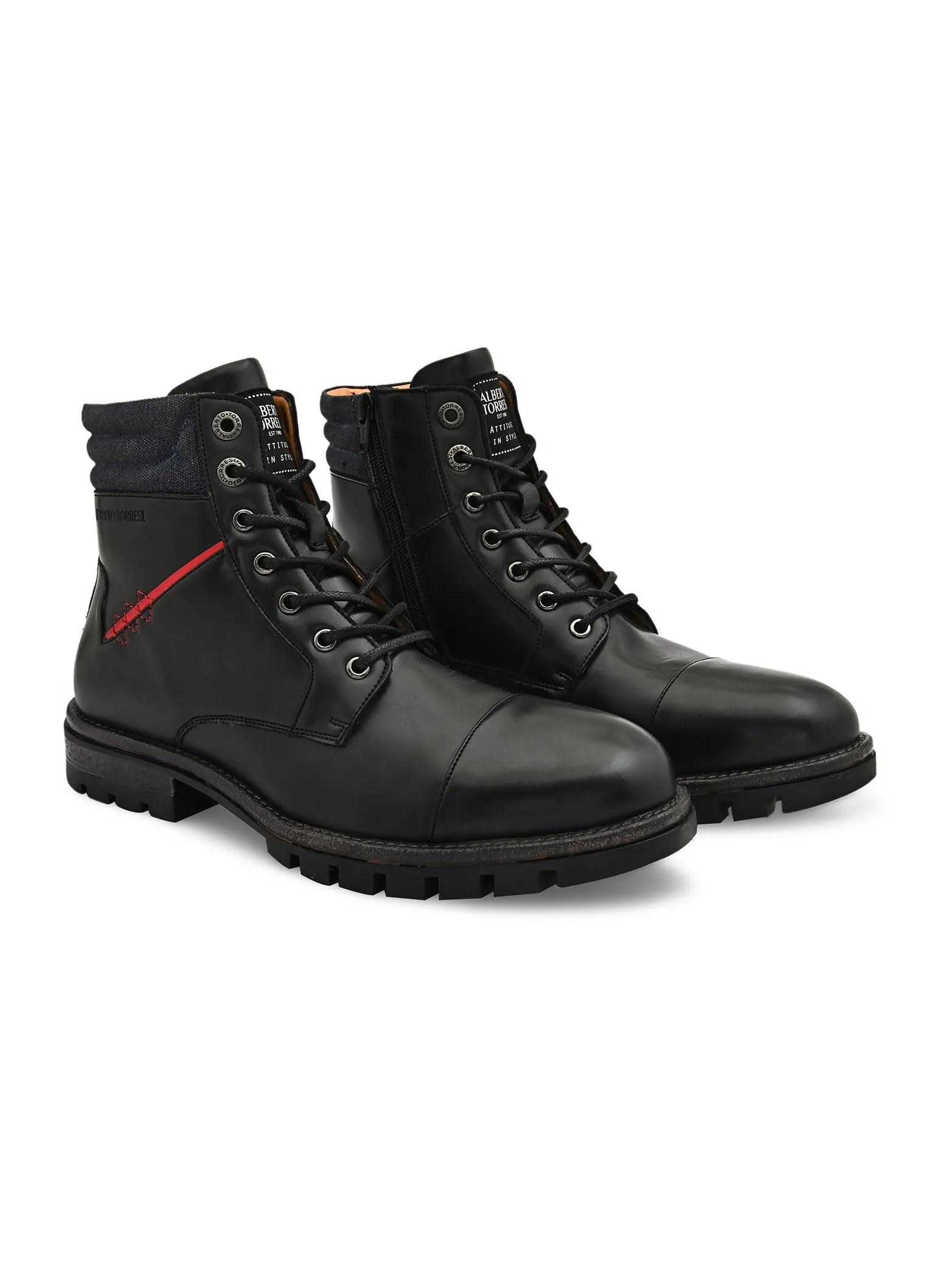 Black Cap toe Lace up boots