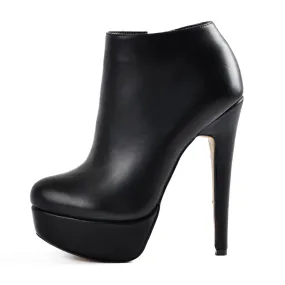 Black Platform Zipper Stiletto Ankle Boots