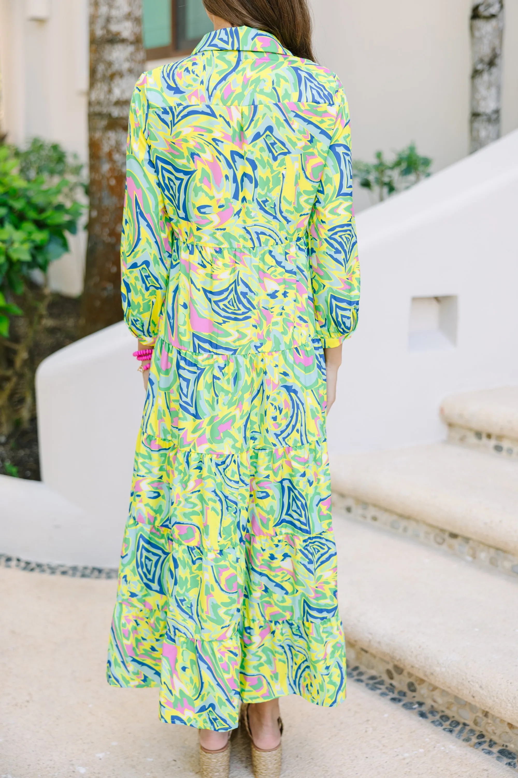 Bright New Days Green Paisley Midi Dress