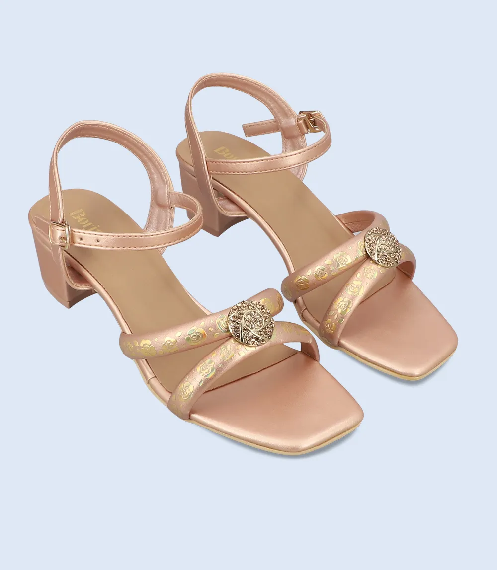 BW9499-PEACH/GOLD-Women Sandal Heel