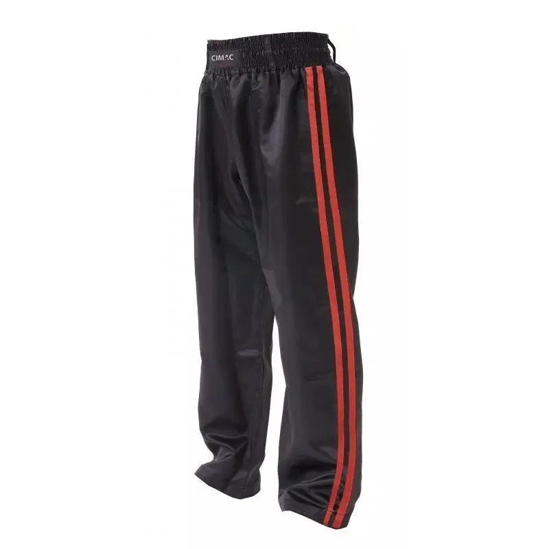 Cimac Satin Kickboxing Trousers Pants Double Red Stripe