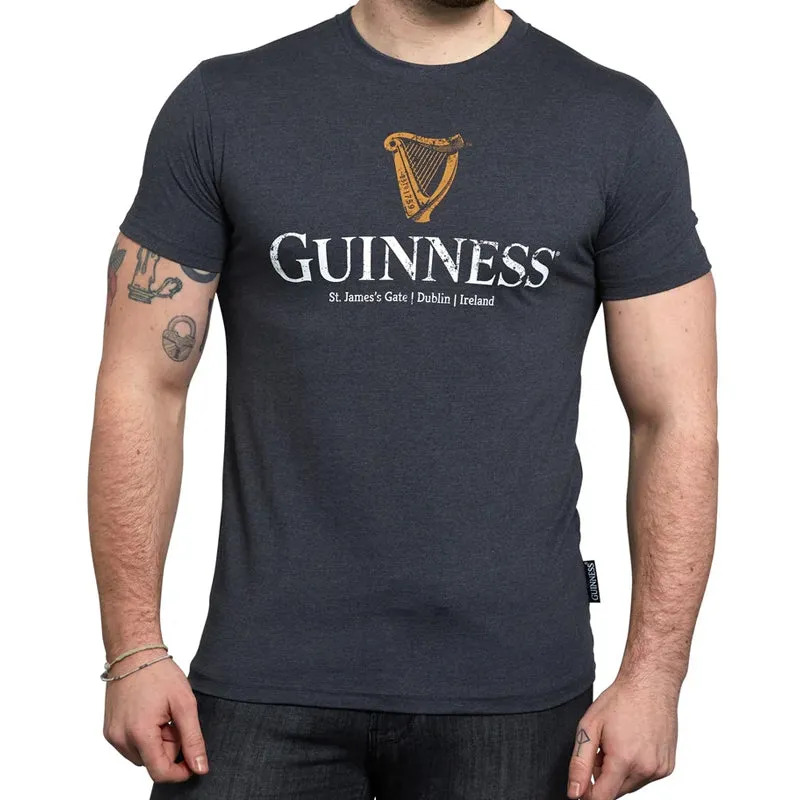 Guinness Navy Distressed Harp T-Shirt