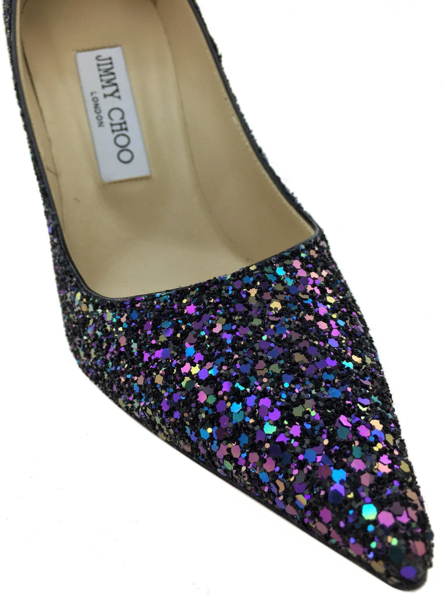 Jimmy Choo Abel Glitter Point-Toe Pumps Size 7.5