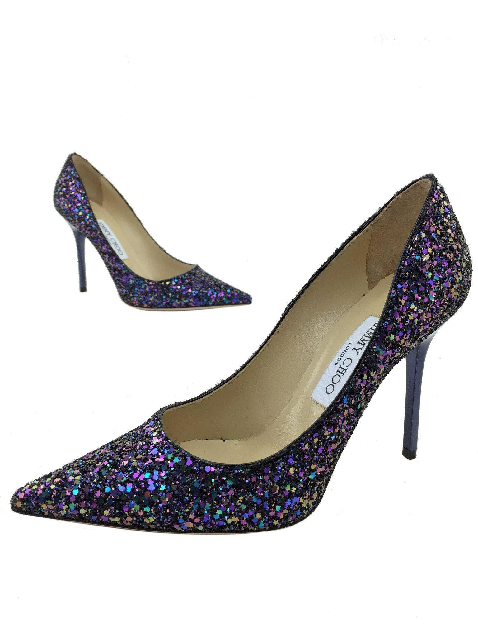 Jimmy Choo Abel Glitter Point-Toe Pumps Size 7.5