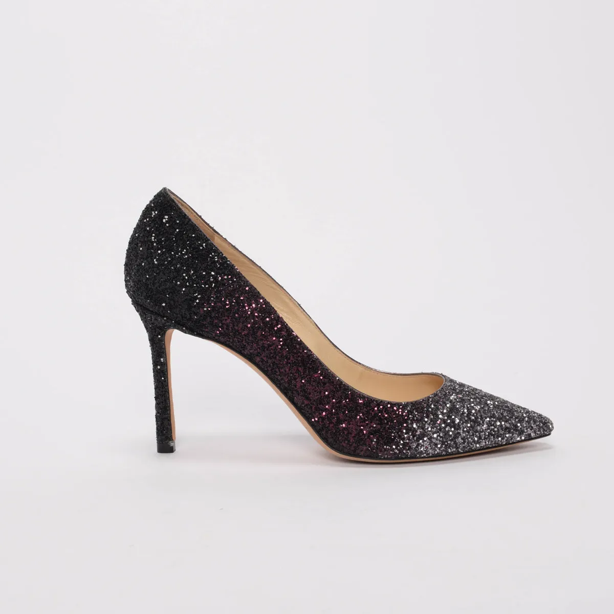 Jimmy Choo Black Ombre Glitter Romy Pumps 37