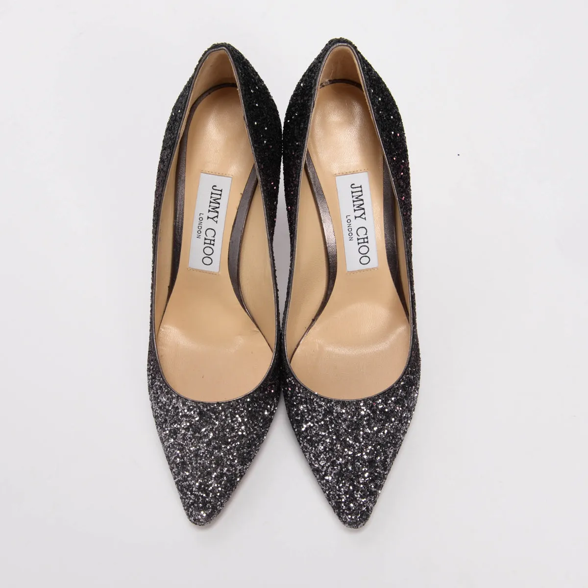 Jimmy Choo Black Ombre Glitter Romy Pumps 37