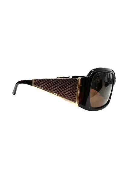 Jimmy Choo Square Snakeskin Trim Sunglasses