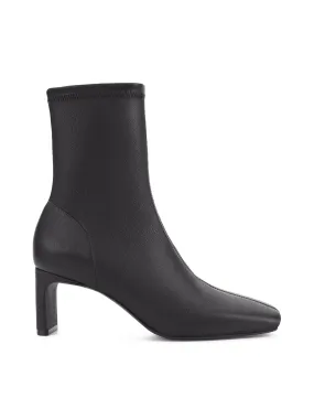 JoJo Block Heel Ankle Boot - Black Stretch Leather