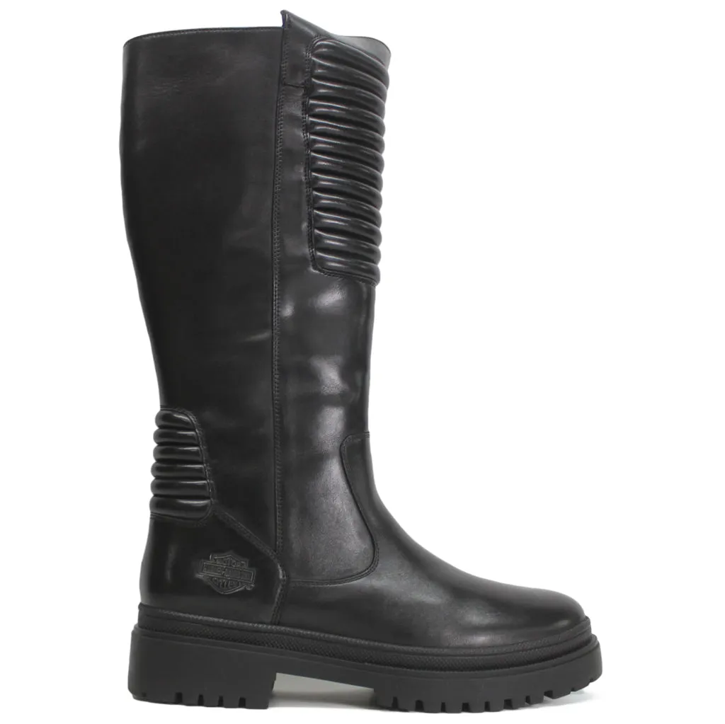 Kamton 13 Inch Full Grain Leather Women's Calf Length Biker Boots