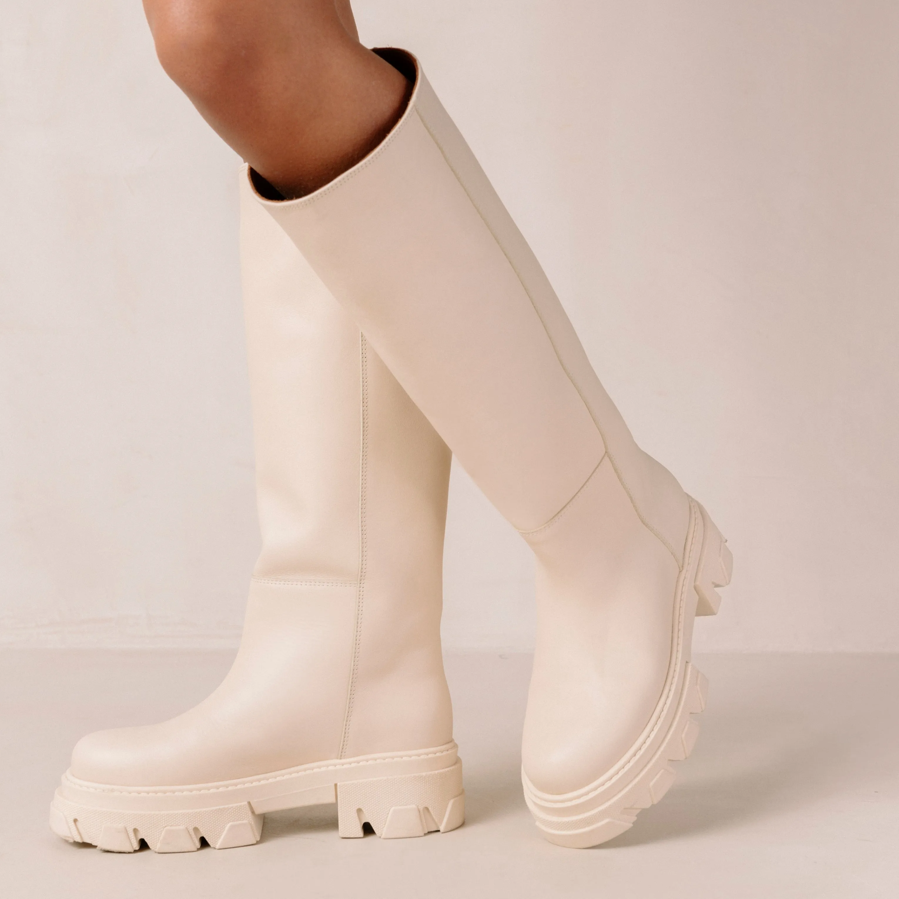 Katiuska Cream Leather Boots