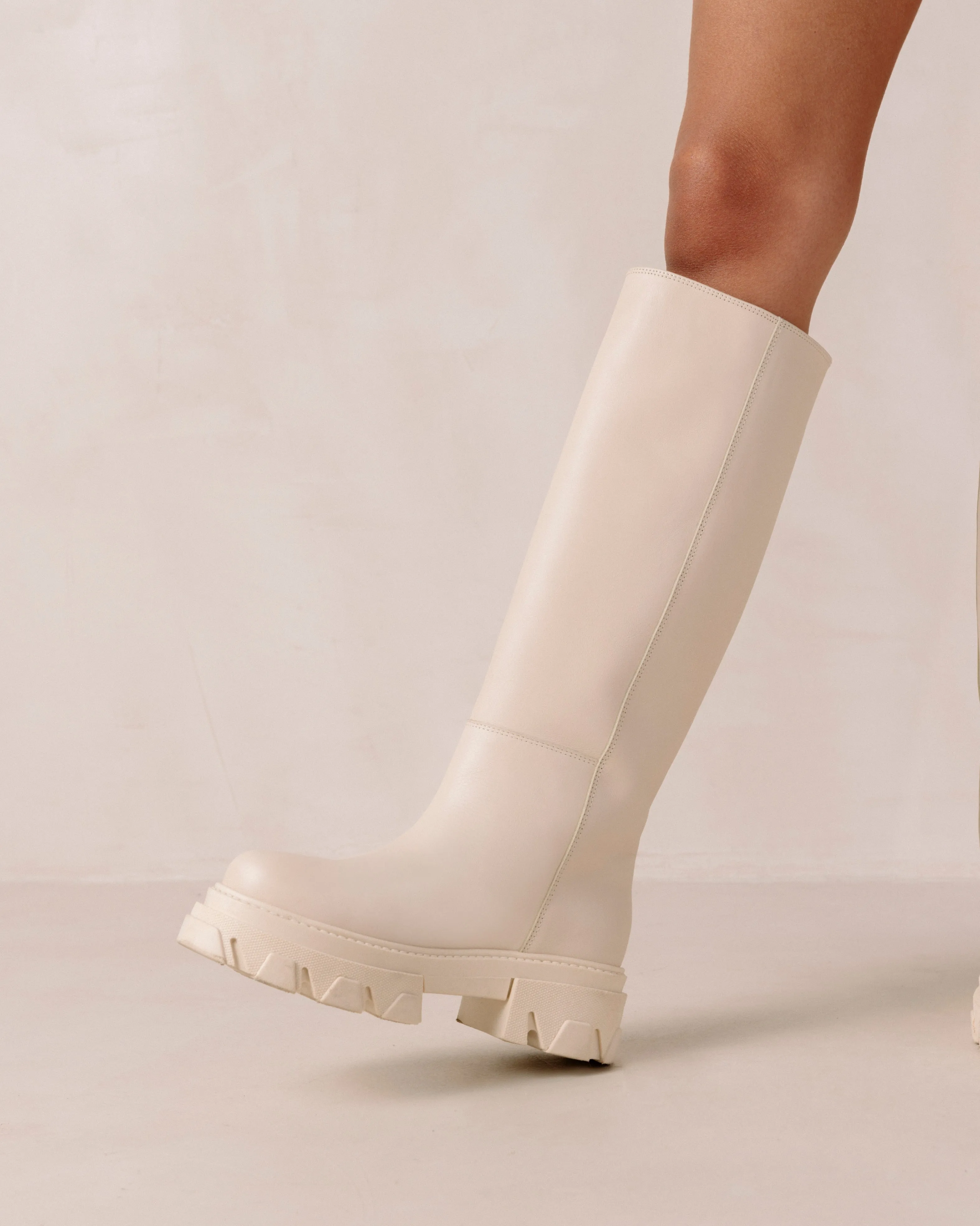 Katiuska Cream Leather Boots