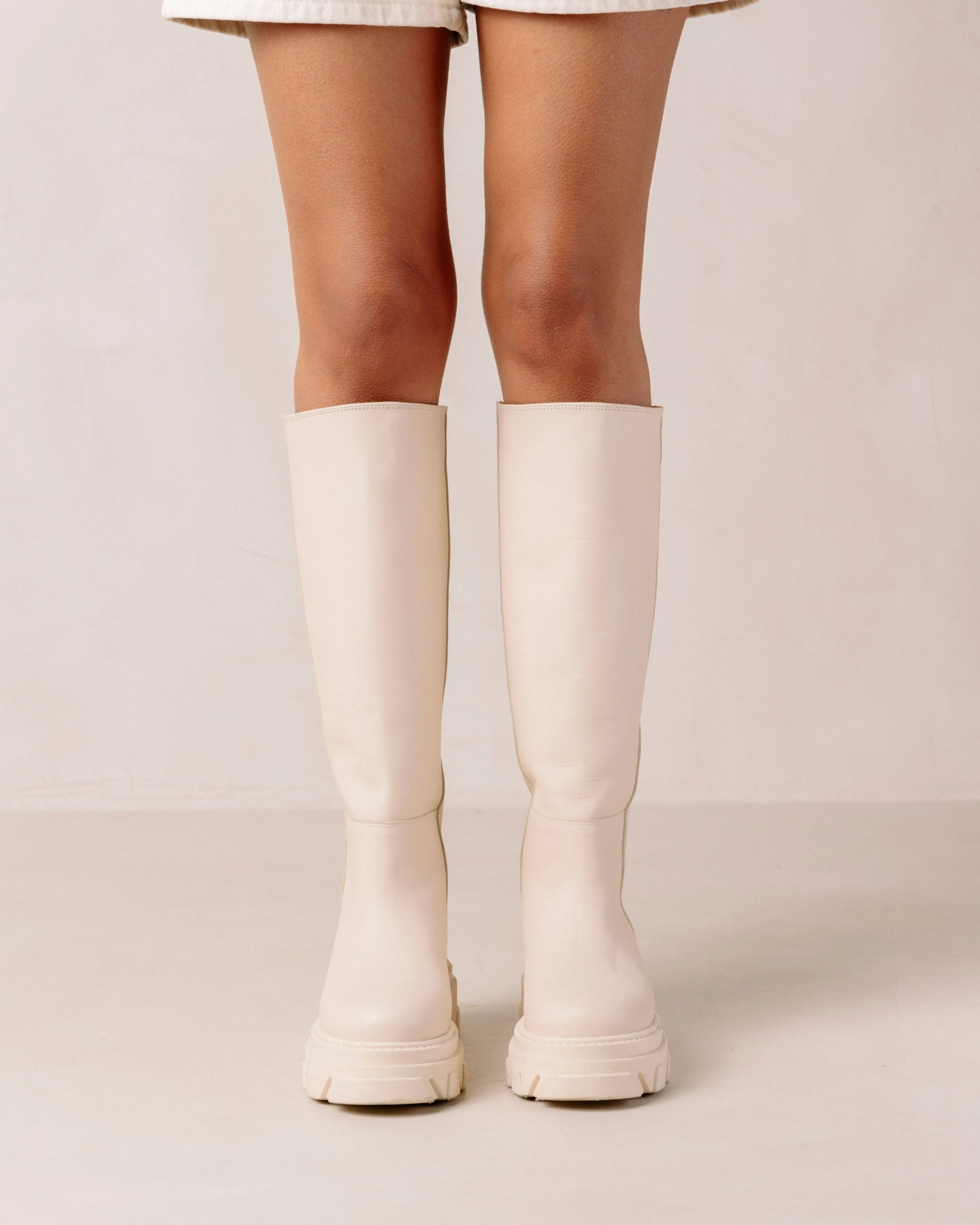 Katiuska Cream Leather Boots