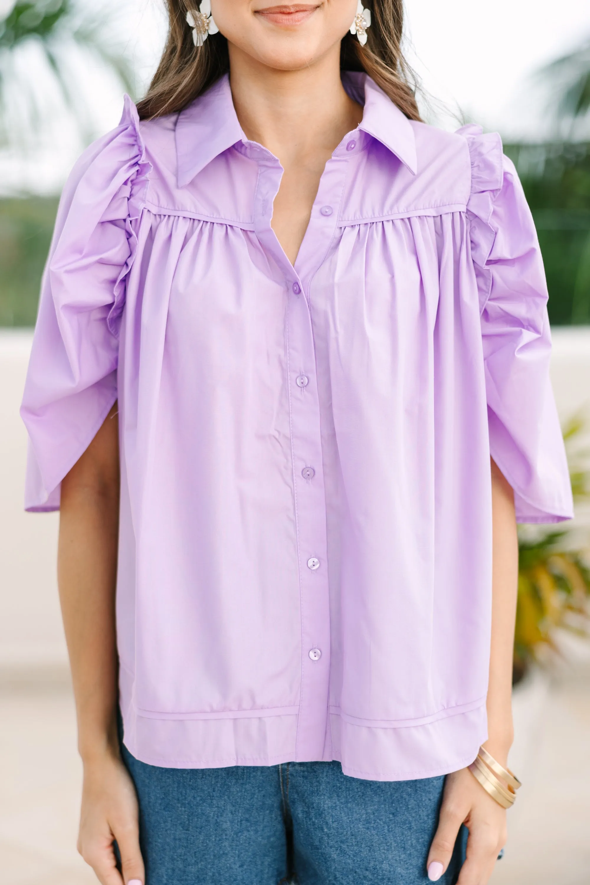 Know You Better Lavender Purple Puff Sleeve Blouse