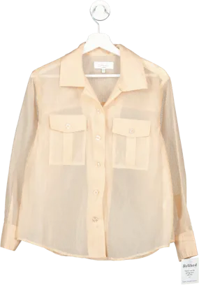 L'academie Beige Sheer Button Down Shirt UK XS