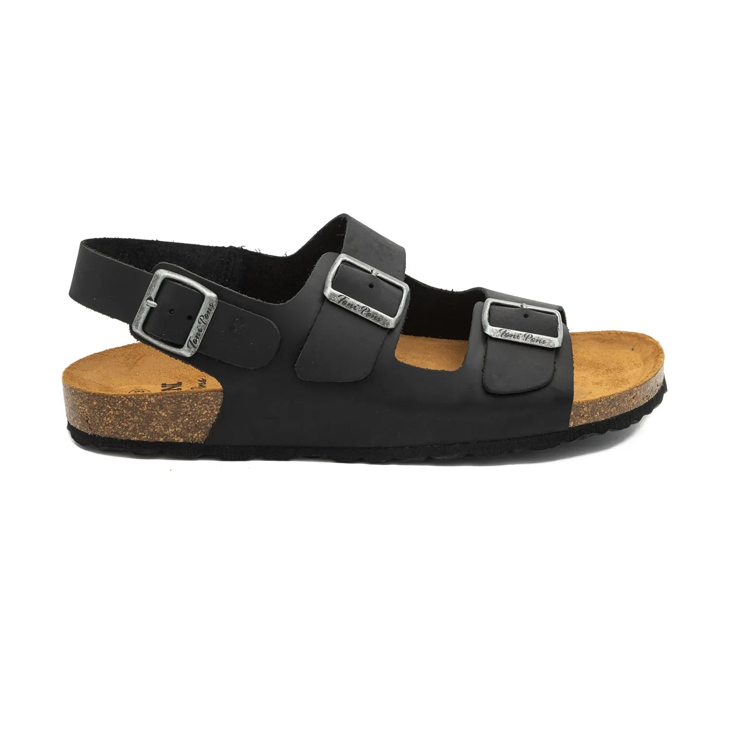 Mens Double Buckle Leather Sandals - Gil-PE: Stylish Comfort Footwear