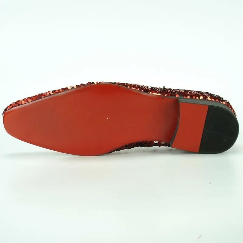 Men's Fiesso by Aurelio Garcia Red Sequins Entertainer Dress Shoes FI 7102