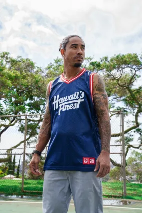 NAVY & RED SCRIPT BASKETBALL JERSEY