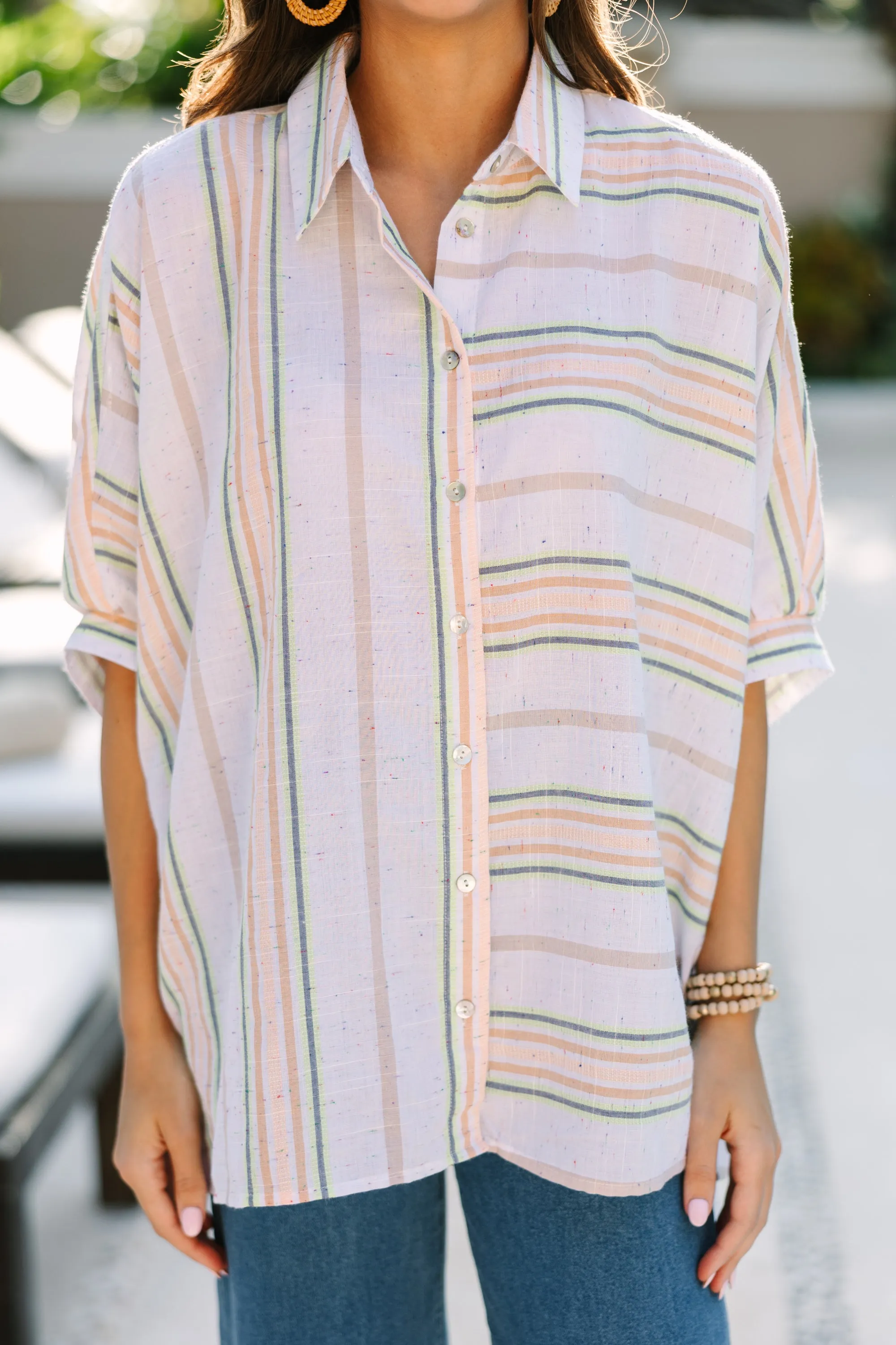 Nothing Left To Say Off White Striped Blouse