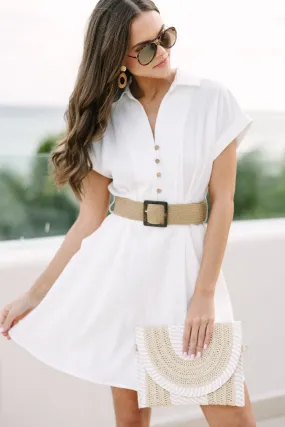 Out For The Day White Belted Dress