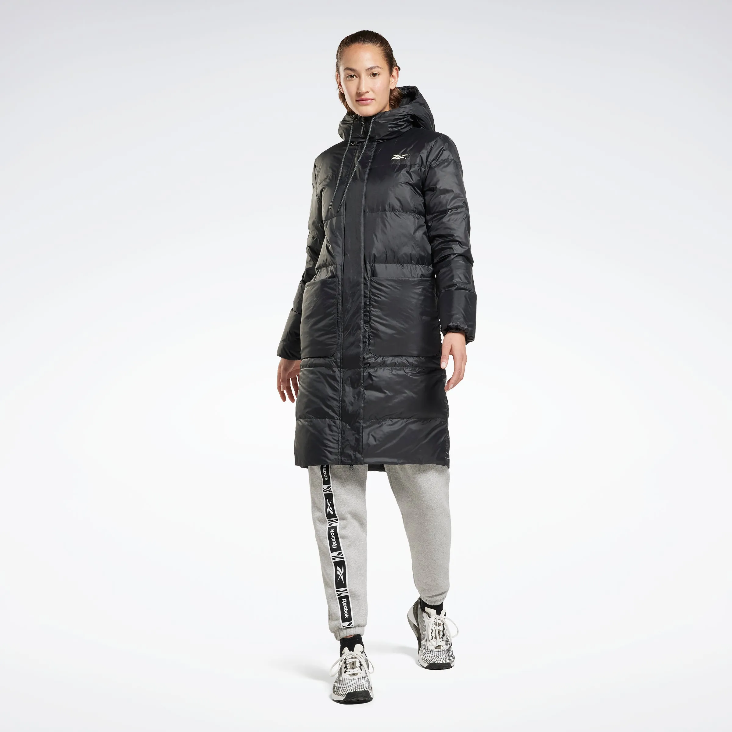 Reebok Apparel Women Outerwear Long Down Jacket Black