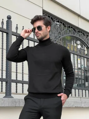 Slim Fit Black Turtleneck Sweater