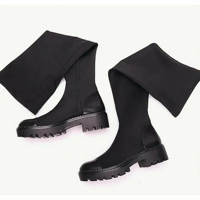 Sock Over The Knee Stretch Boots