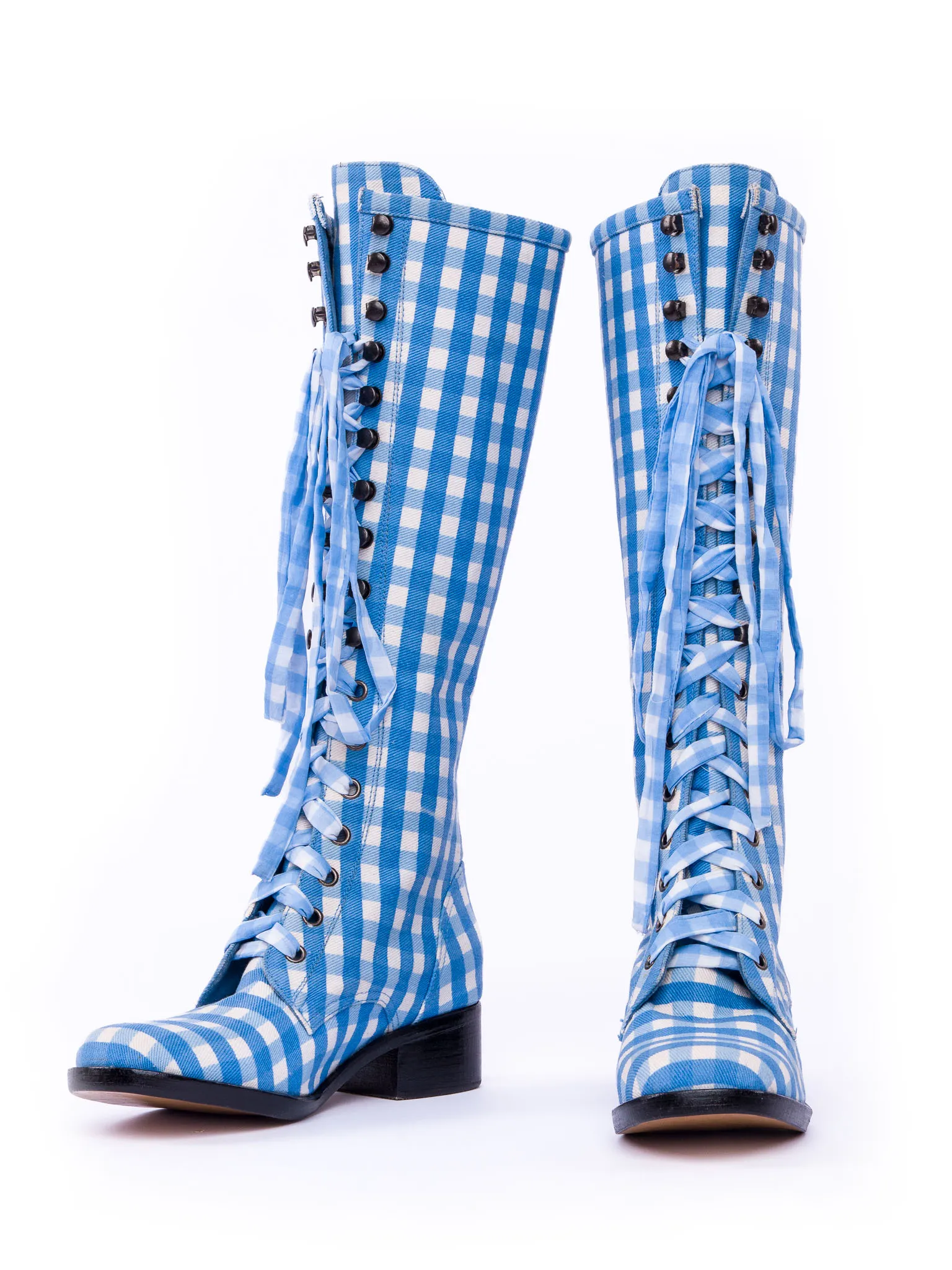 Sweet Pea Boots - Placid Blue Gingham