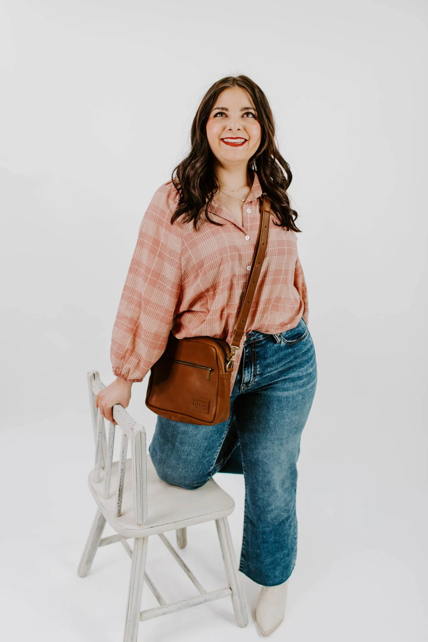 Take Your Time Plaid Button Blouse