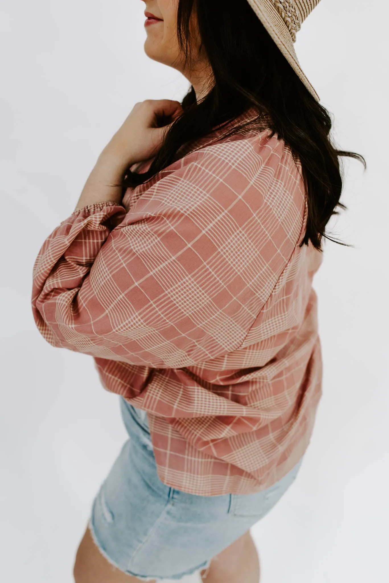 Take Your Time Plaid Button Blouse