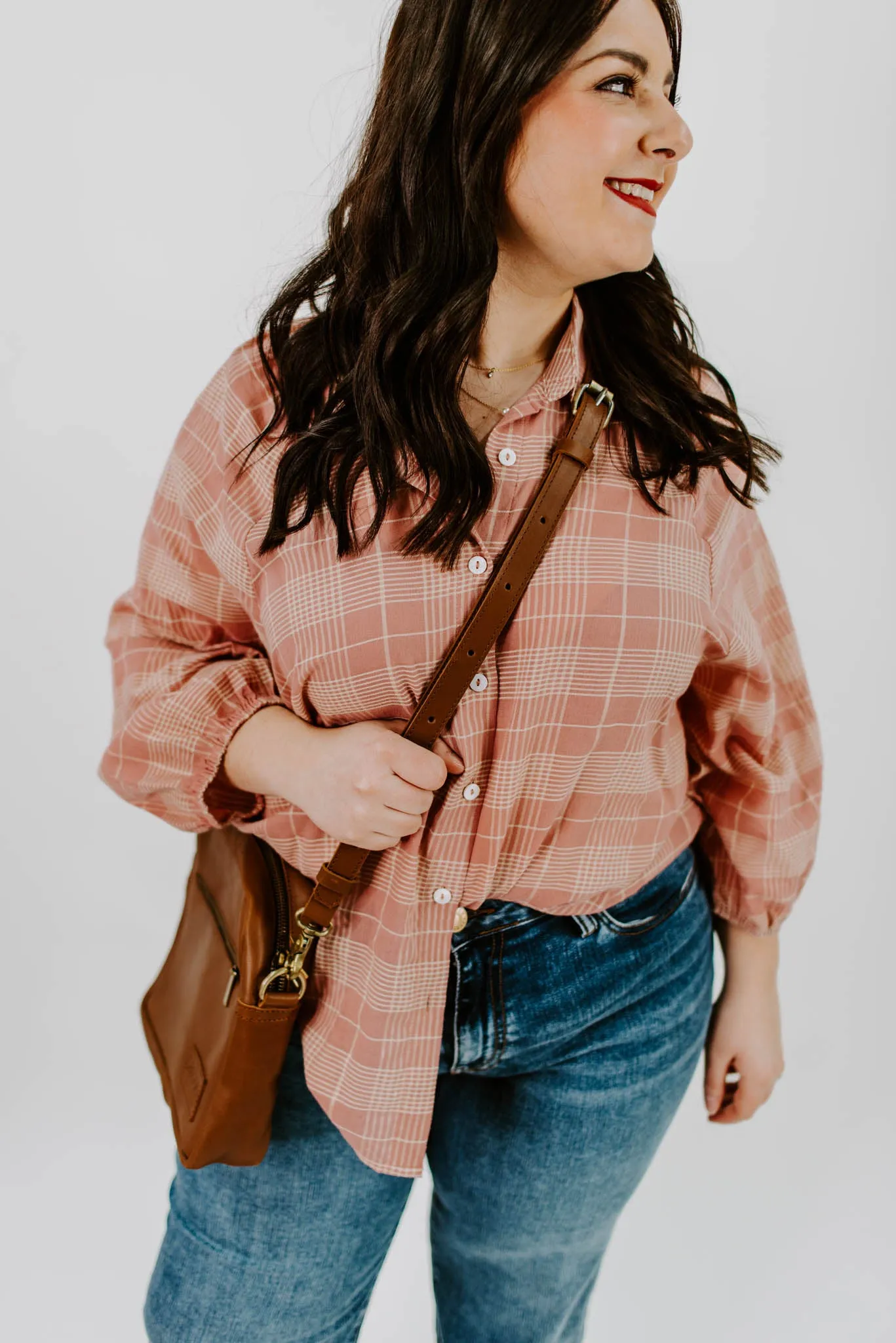 Take Your Time Plaid Button Blouse