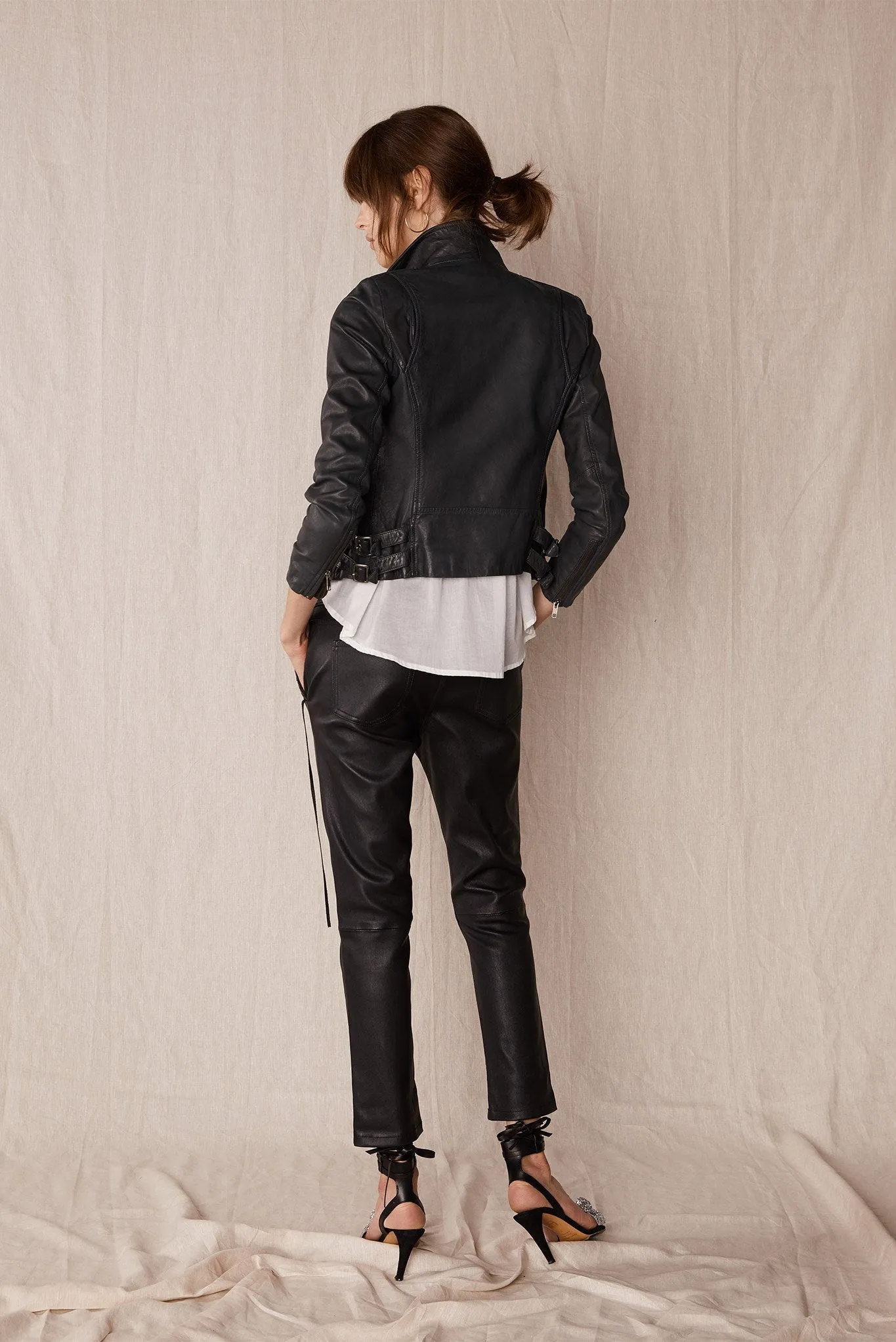 The Bondi Slouch Pant Black Stretch Leather