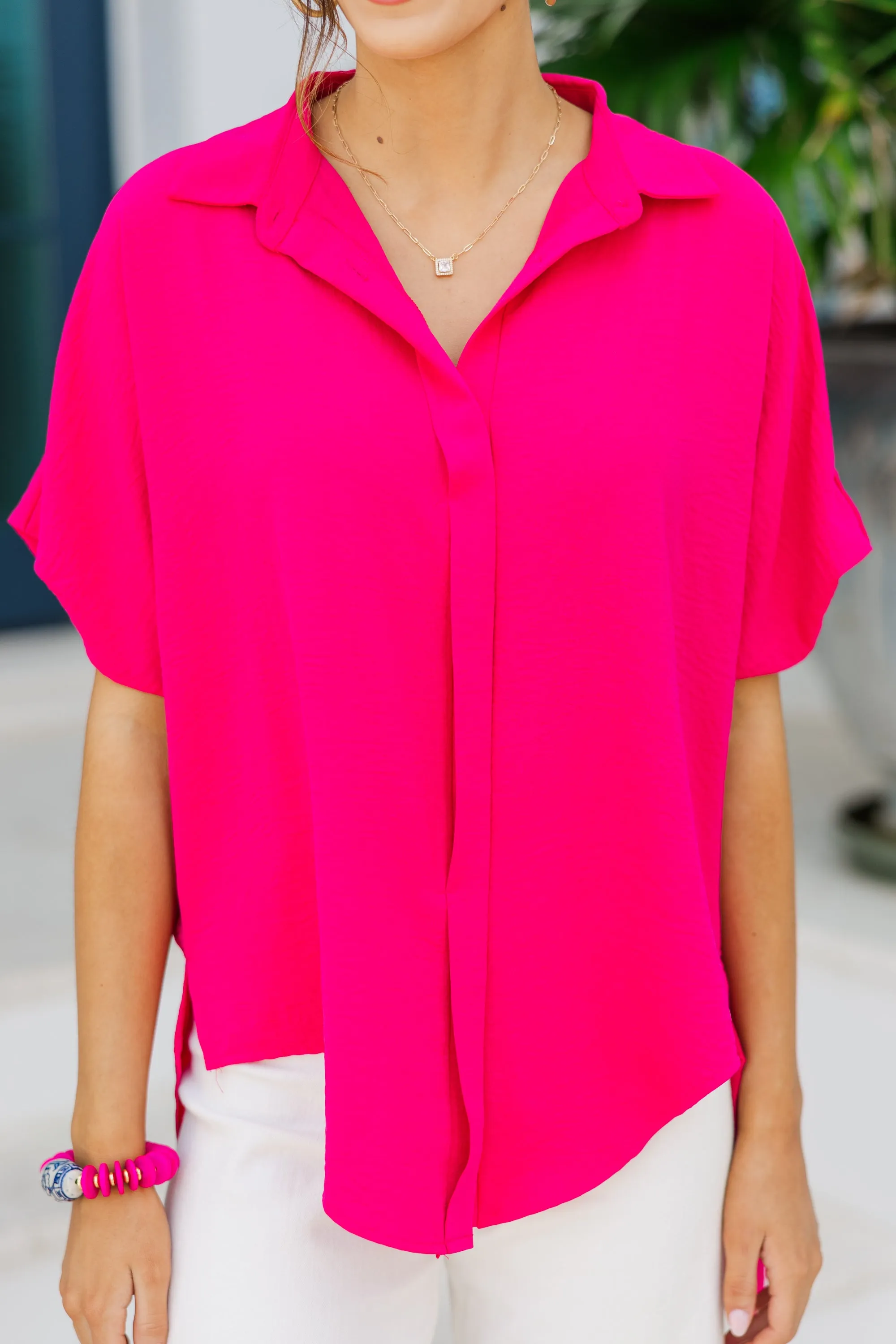 Think It Through Fuchsia Pink Top