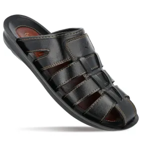 Walkaroo Men Fishermen Cut Slide Sandals  - WG5306 Black