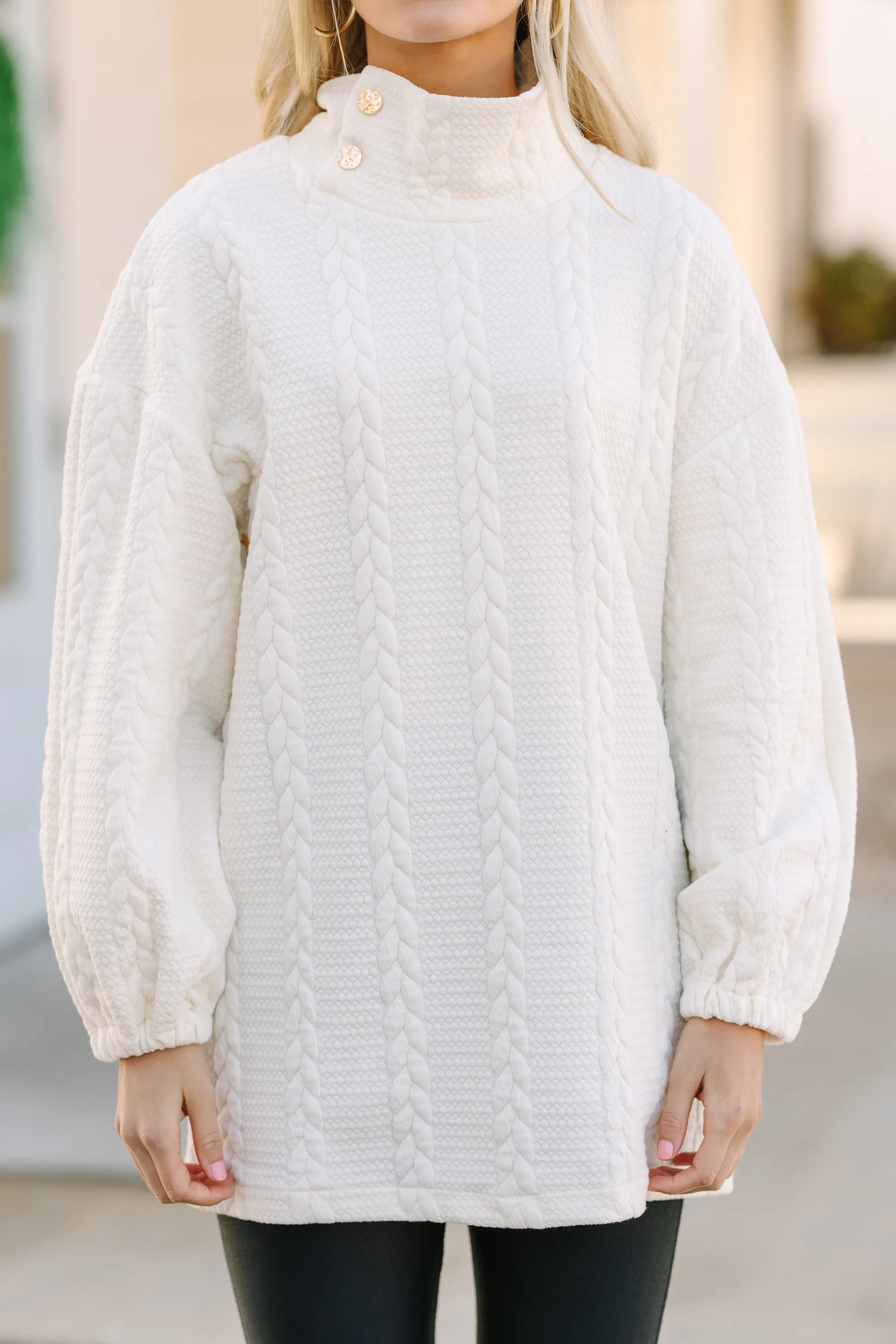 What You've Been Looking For Cream White Cable Knit Tunic