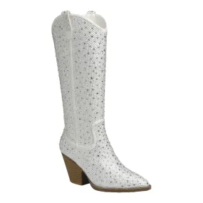 White Rhinestone Boots