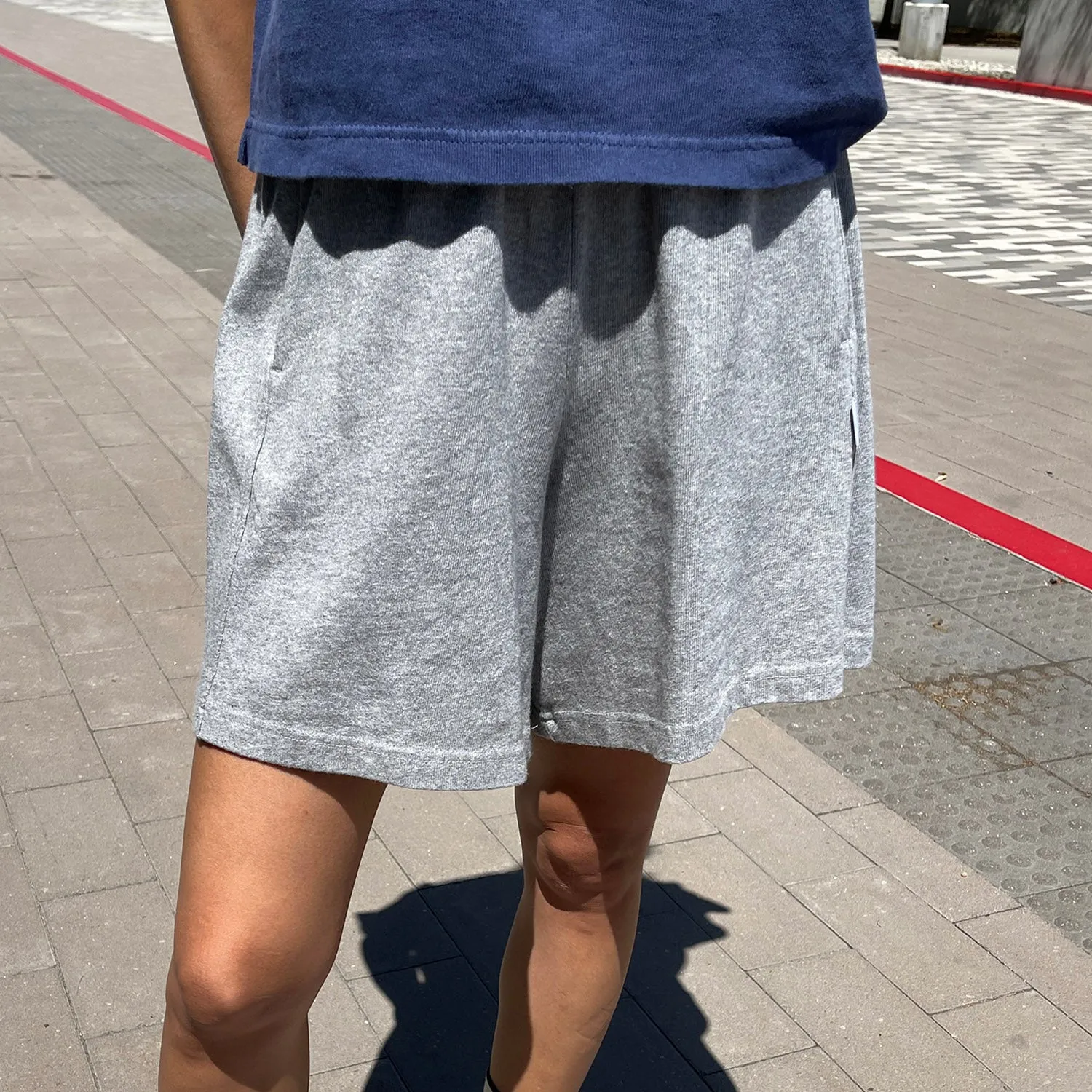 Womens Cotton Flared Basketball Shorts - Heather Grey