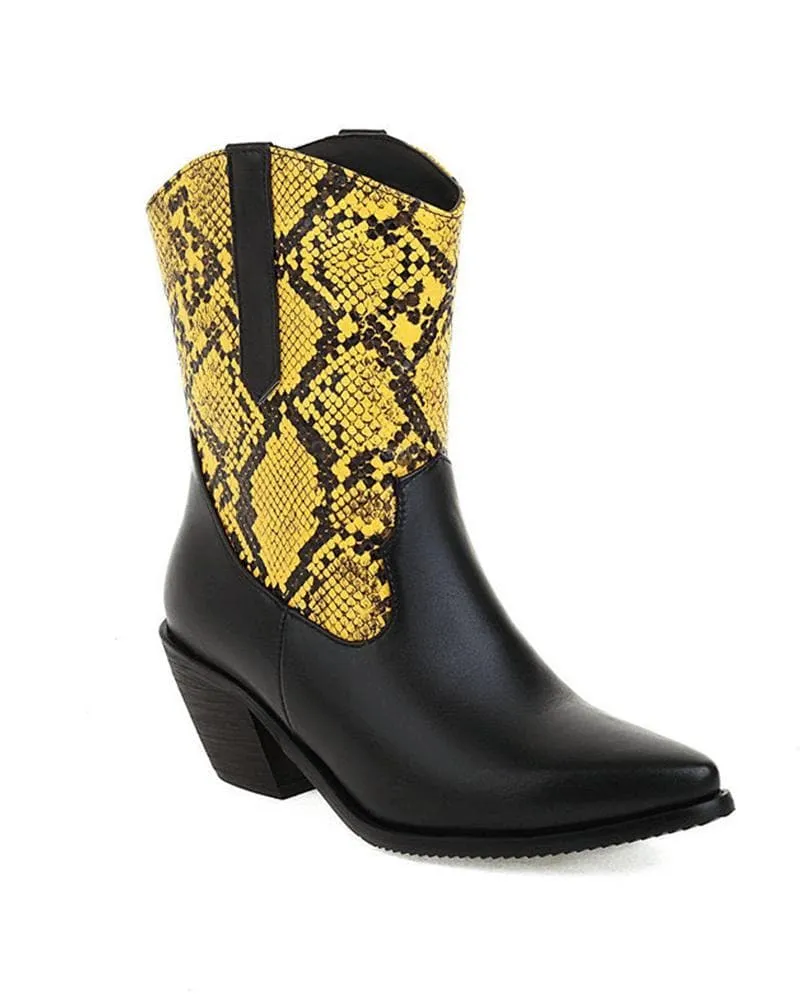 Women's Fashion Animal Print Pointed Toe Boots