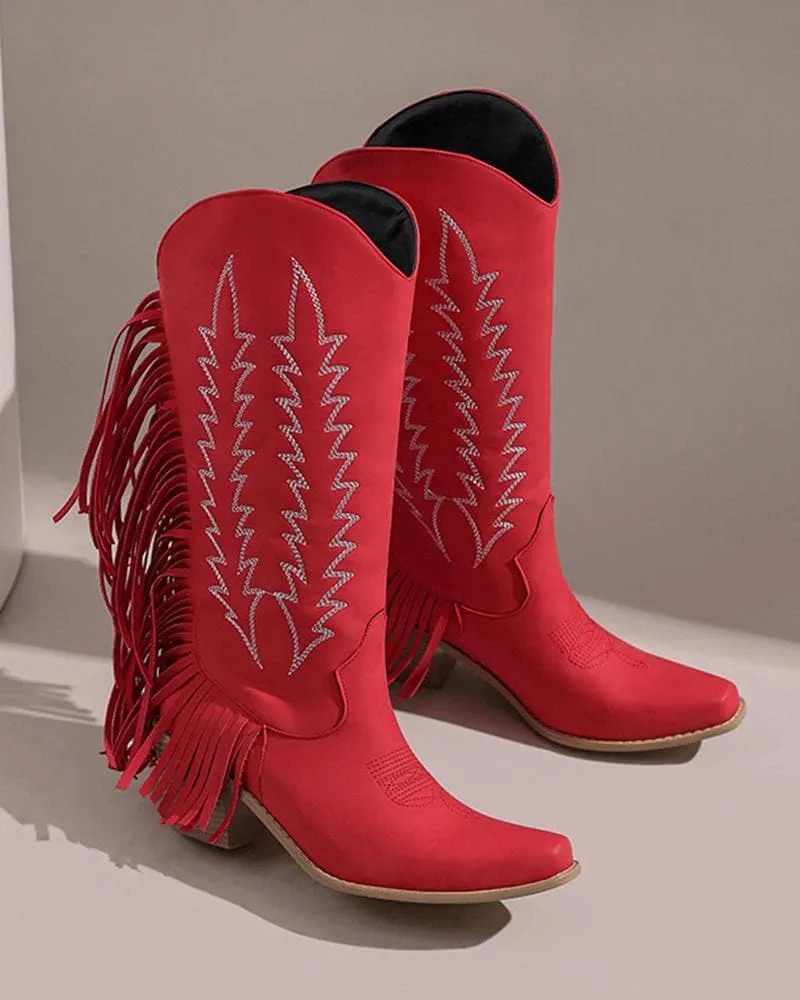 Women's Web celebrity style Embroidery Tassel Boots