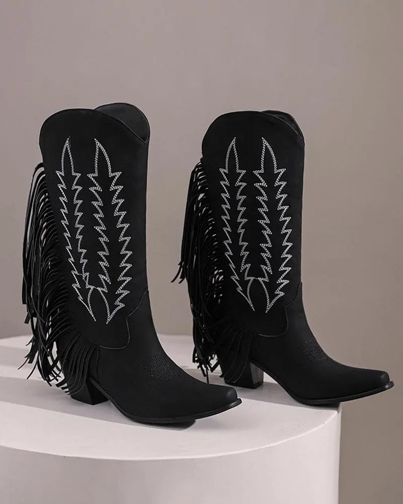 Women's Web celebrity style Embroidery Tassel Boots